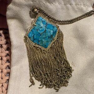 Kendra Scott Turquoise Stone Pendant Necklace with Fringe